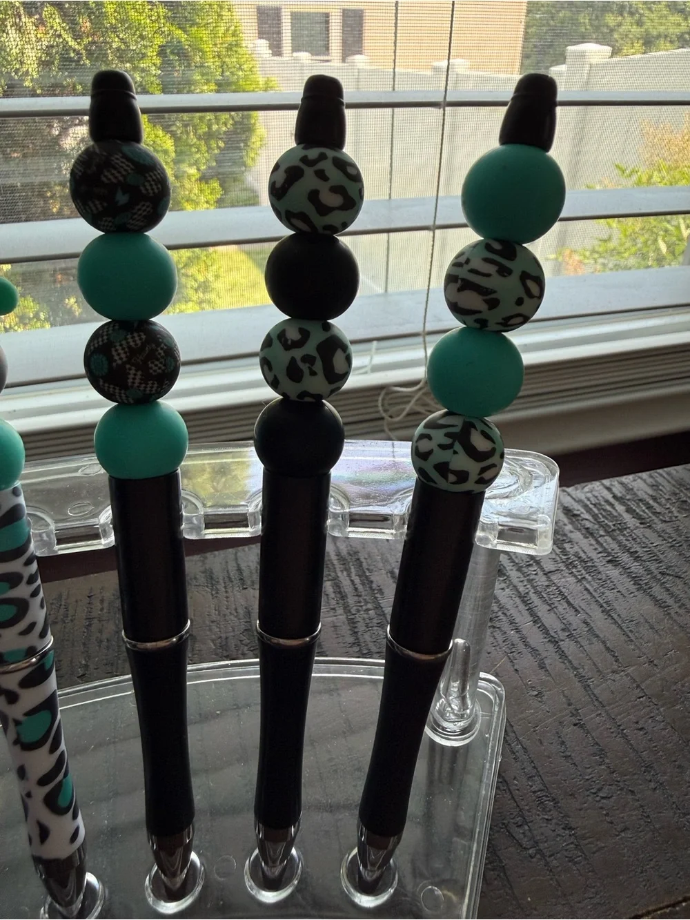 Teal and Black Beaded Pen Set - Home Accents Decor